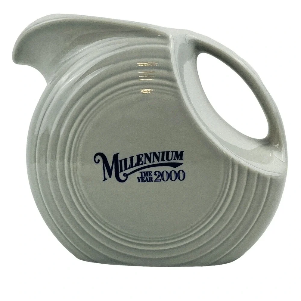 Fiesta The Year 2000‎ Pearl Gray Large Disk Pitcher Millennium Fiestaware HLC